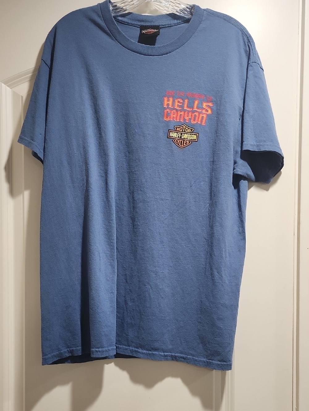 Harley-Davidson Hells Canyon Lewiston Idaho Graphic T-Shirt Blue Biker Tee M